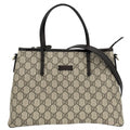 Gucci 2-Way Crossbody Tote Shoulder Bag GG Supreme Canvas Leather Brown Beige