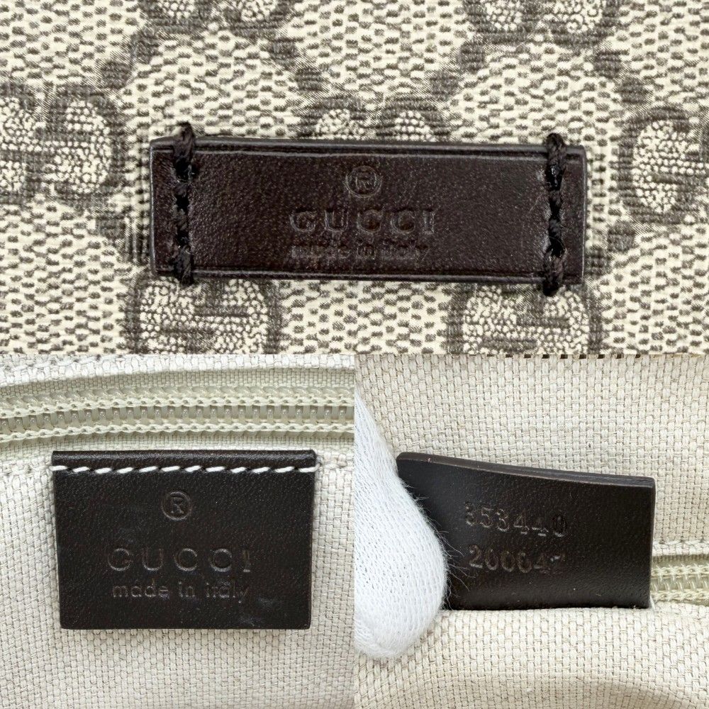 Gucci 2-Way Crossbody Tote Shoulder Bag GG Supreme Canvas Leather Brown Beige — view 5