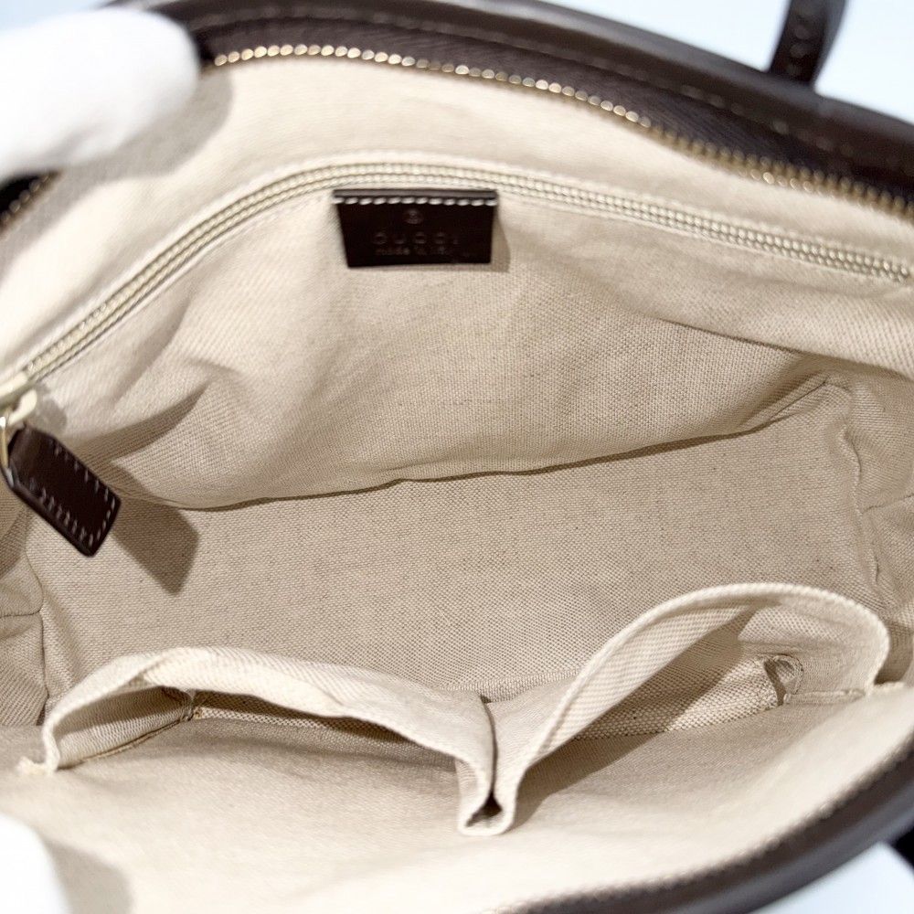 Gucci 2-Way Crossbody Tote Shoulder Bag GG Supreme Canvas Leather Brown Beige — view 4