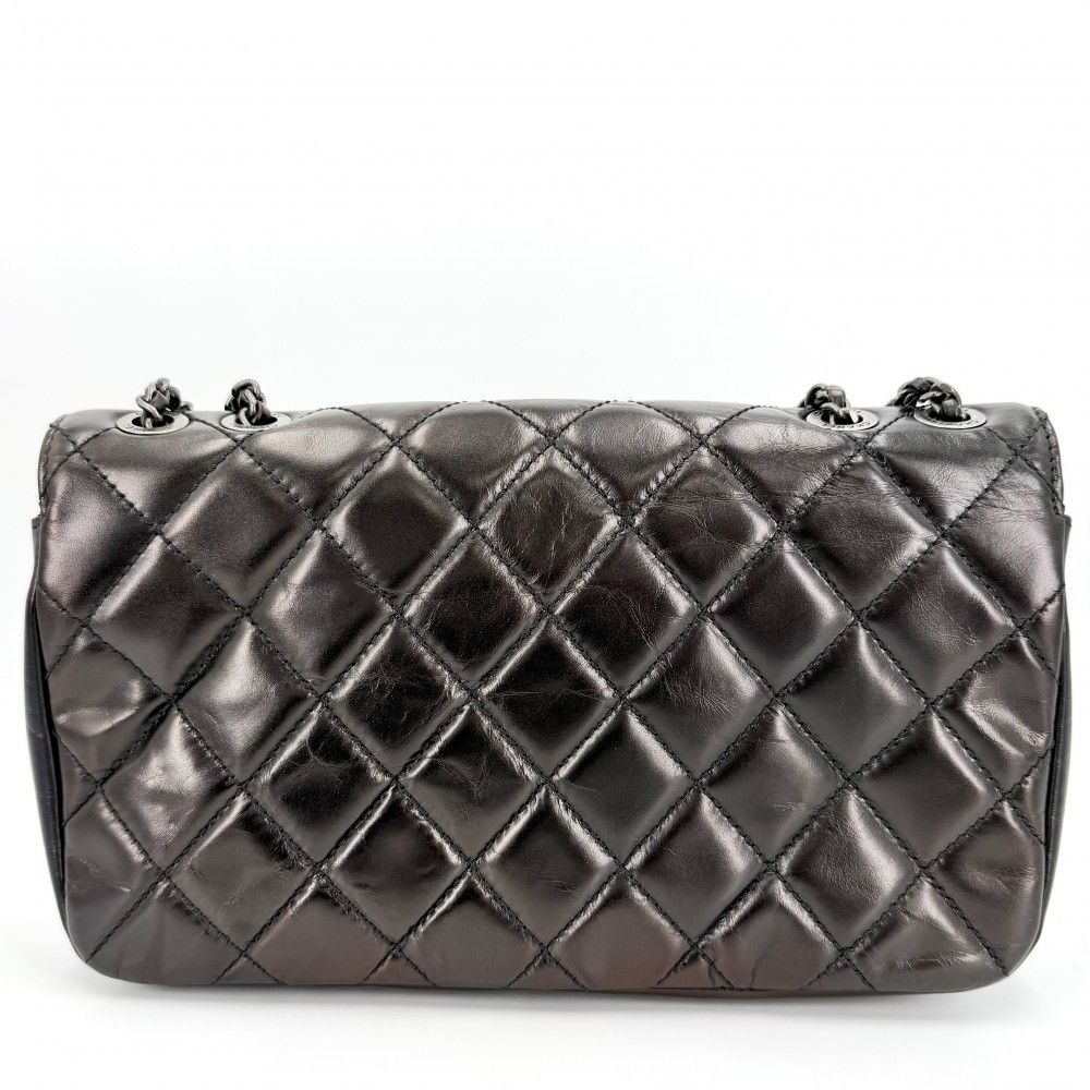 Chanel Shoulder Bag Quilted CC Logo Double Chain Crossbody Leather Brown Matte — view 2