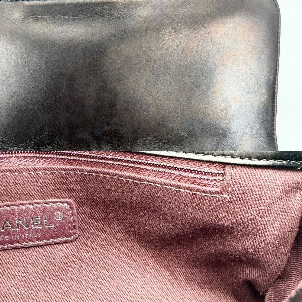Chanel Shoulder Bag Quilted CC Logo Double Chain Crossbody Leather Brown Matte — view 7