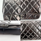 Chanel Shoulder Bag Quilted CC Logo Double Chain Crossbody Leather Brown Matte — view 6