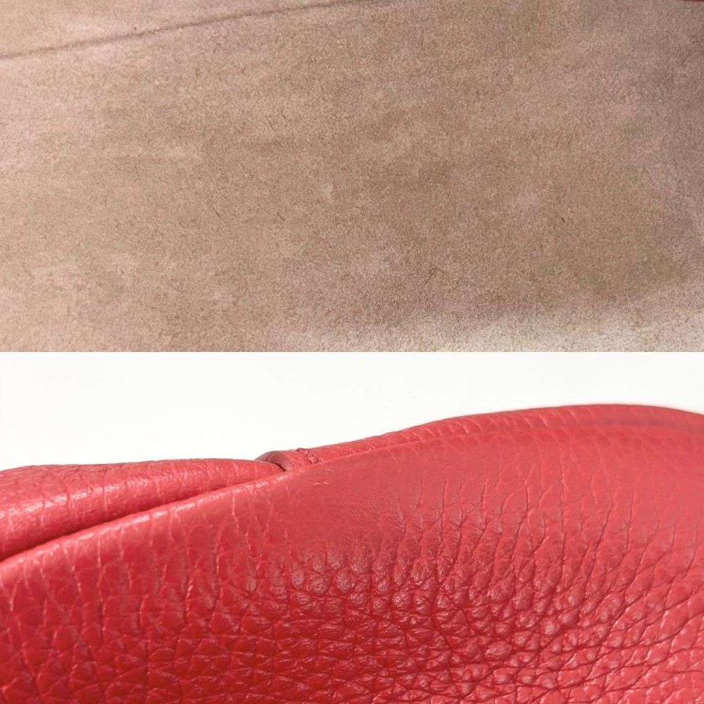 Prada Handbag Triangle Logo Chain Leather Red Silver — view 8