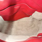 Prada Handbag Triangle Logo Chain Leather Red Silver — view 4