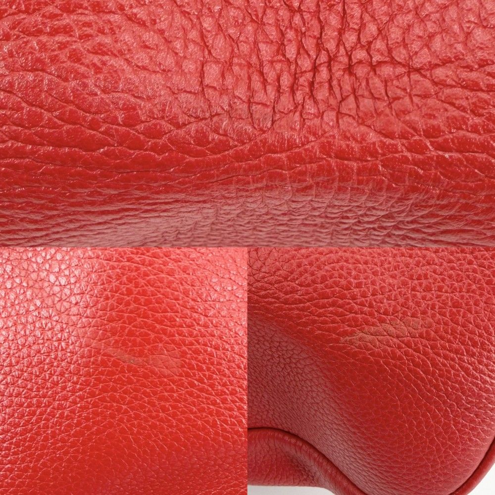 Prada Handbag Triangle Logo Chain Leather Red Silver — view 7
