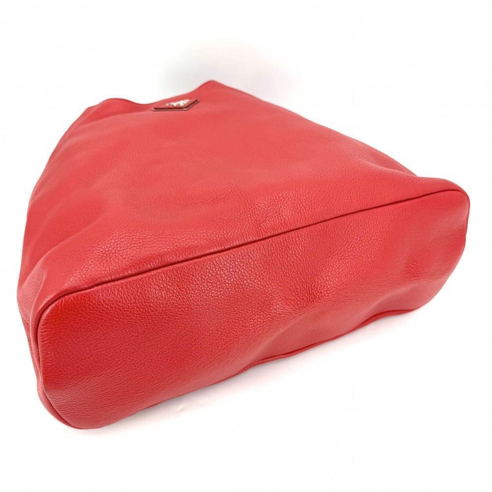 Prada Handbag Triangle Logo Chain Leather Red Silver — view 3