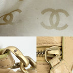 Chanel Shoulder Bag CC Logo Chain Bag Leather Beige Gold — view 7
