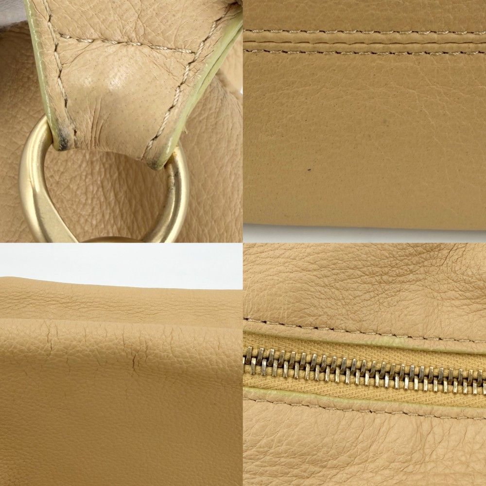 Chanel Shoulder Bag CC Logo Chain Bag Leather Beige Gold — view 6