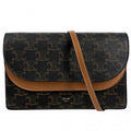 Celine Shoulder Bag Triomphe Wallet Second Crossbody 2-Way Canvas Leather Brown