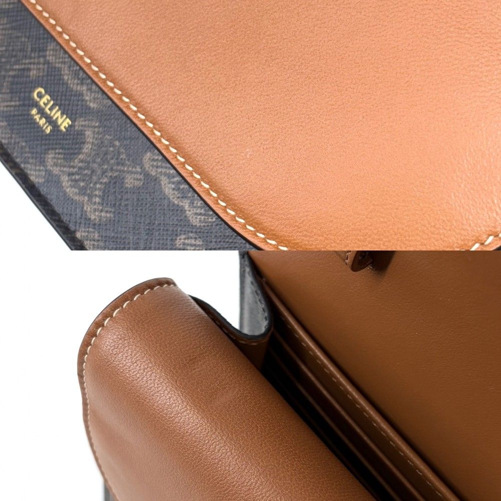 Celine Shoulder Bag Triomphe Wallet Second Crossbody 2-Way Canvas Leather Brown — view 7