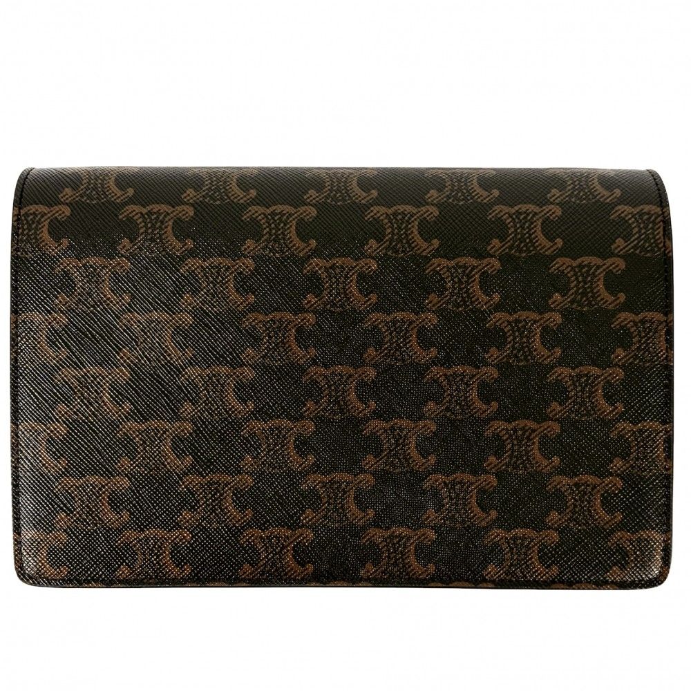 Celine Shoulder Bag Triomphe Wallet Second Crossbody 2-Way Canvas Leather Brown — view 2