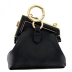 Fendi Shoulder Bag Nano Fast Charm Chain Leather Black Gold — view 2