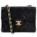 Chanel Shoulder Bag Mini Quilted Chain Turnlock Crossbody Mini Vintage CC Logo