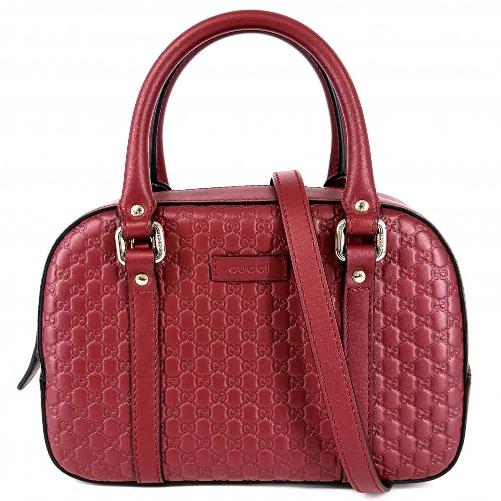 Gucci 2-Way Micro Guccissima Shoulder Bag Crossbody Red Gold