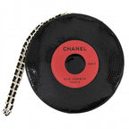 Chanel Clutch Record Chain Pouch Patent Leather Black Gold — view 2