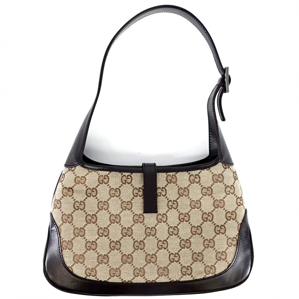 Gucci Handbag Jackie GG Canvas Leather Beige Brown Silver — view 2