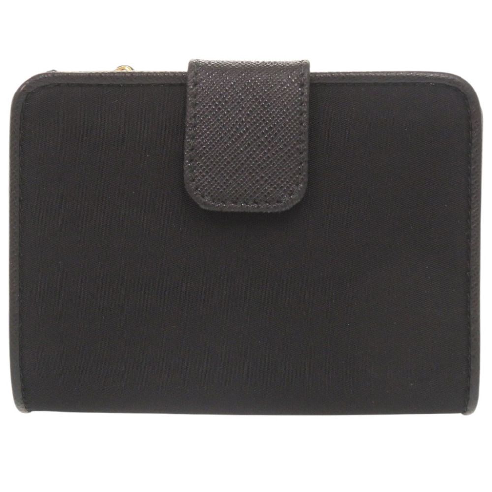 Prada Triangle Logo Nylon Leather Black Bifold Wallet — view 2