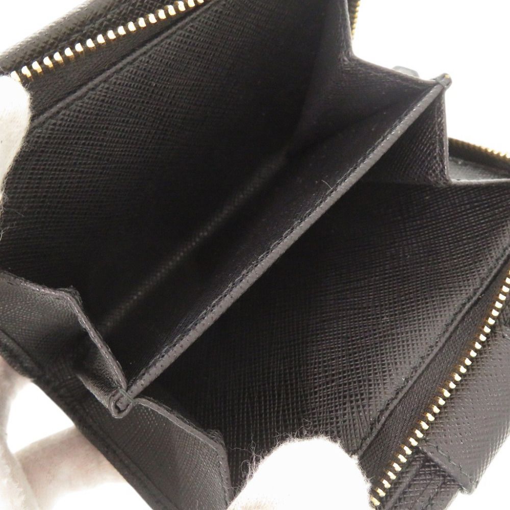 Prada Triangle Logo Nylon Leather Black Bifold Wallet — view 6