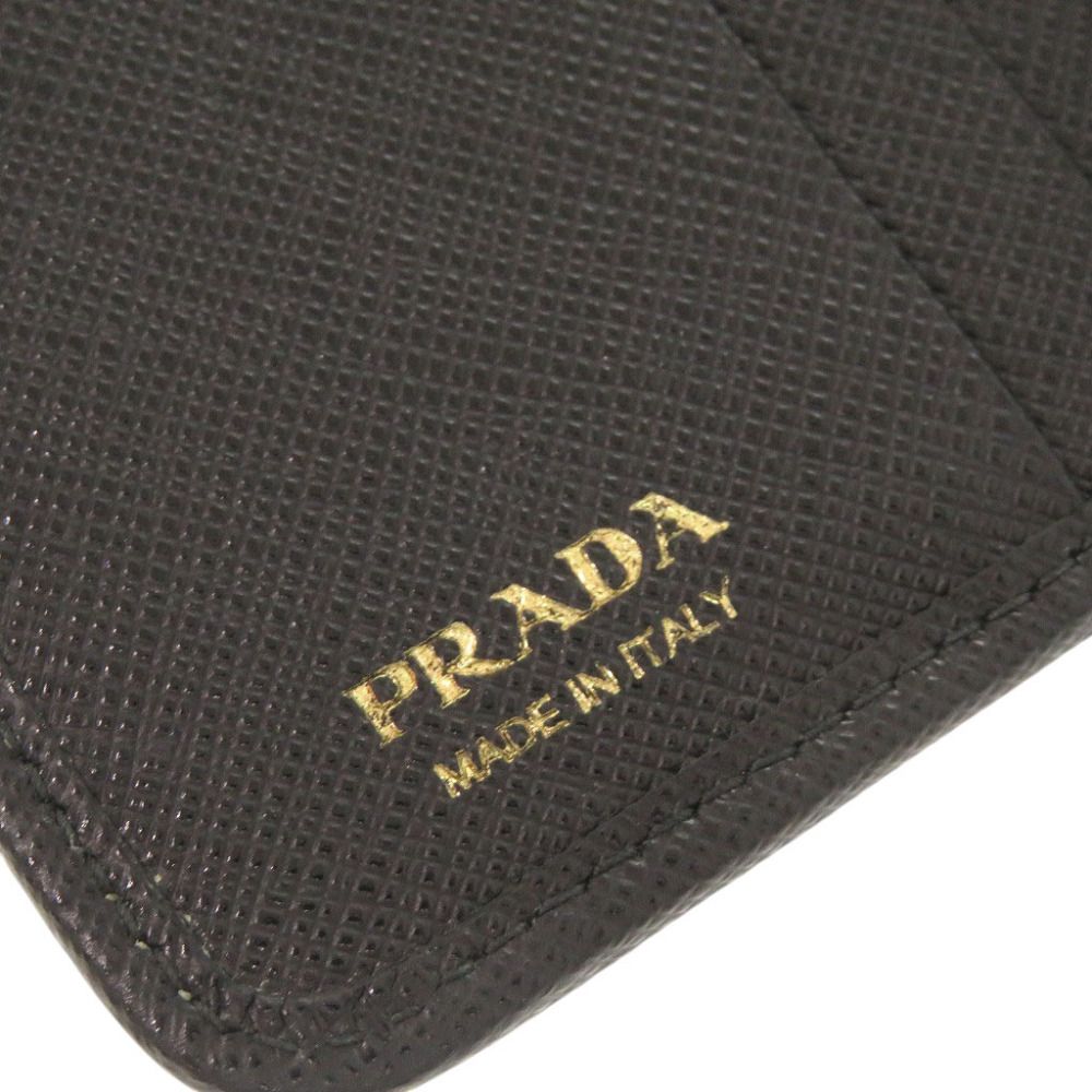 Prada Triangle Logo Nylon Leather Black Bifold Wallet — view 7