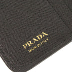 Prada Triangle Logo Nylon Leather Black Bifold Wallet — view 7