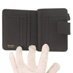 Prada Triangle Logo Nylon Leather Black Bifold Wallet — view 4