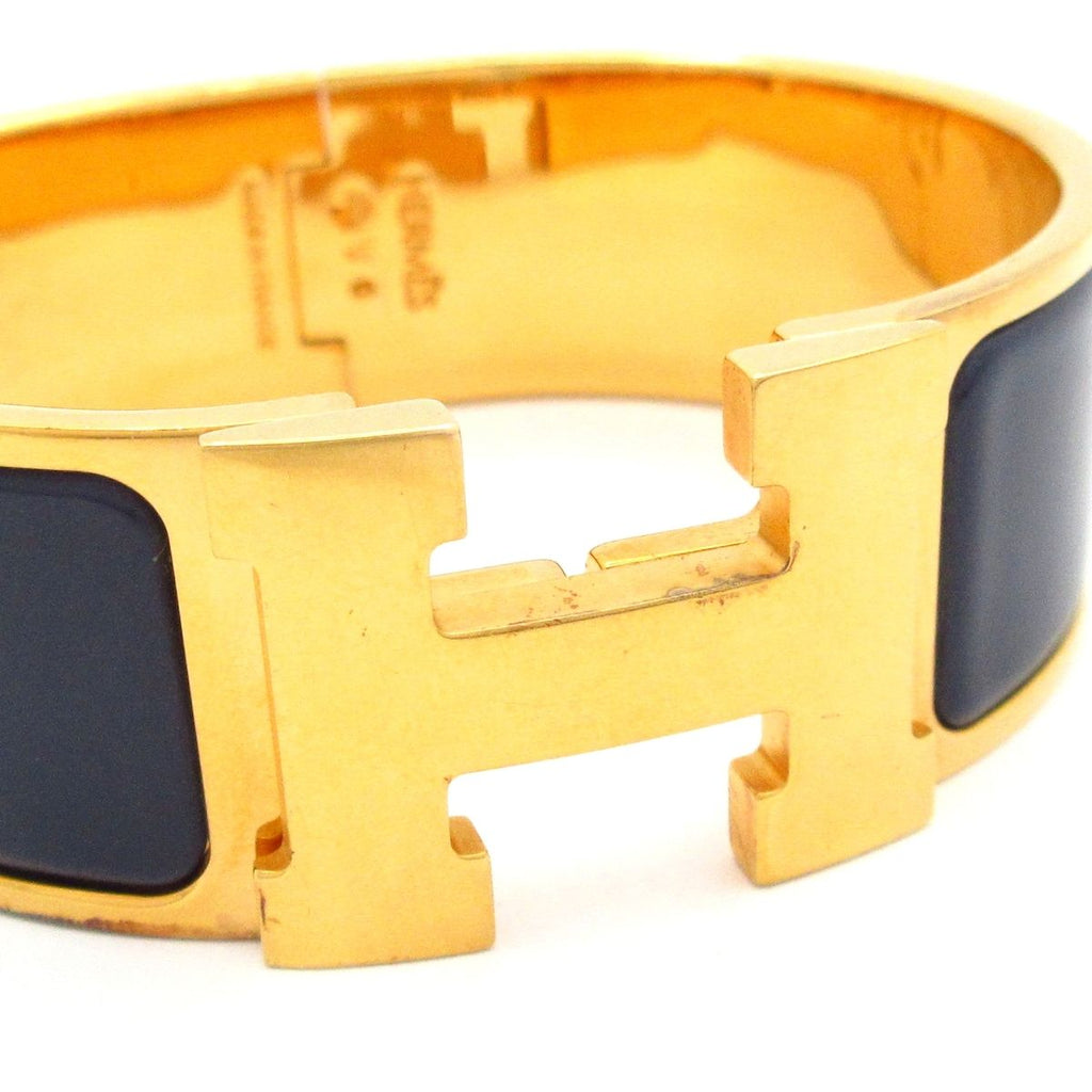 Hermes Bangle Clic Clac Gold Dark Navy Bracelet — view 5