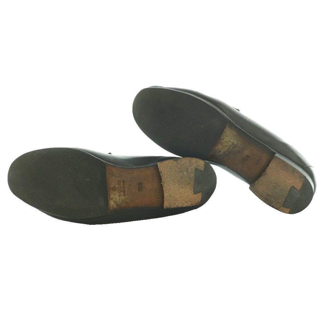 Gucci Horsebit Loafers Leather Ro Heels Round Toe 35.5 Black SS — view 6