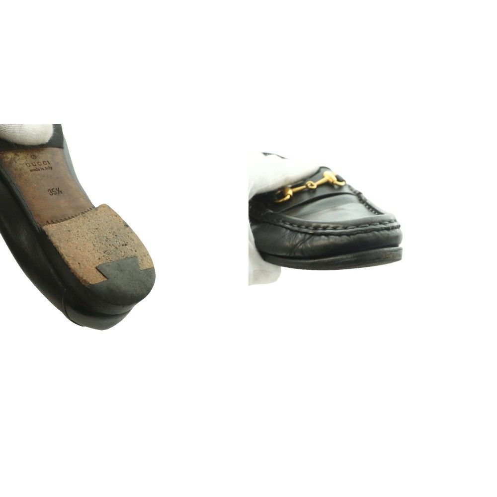 Gucci Horsebit Loafers Leather Ro Heels Round Toe 35.5 Black SS — view 9