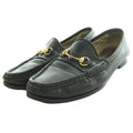Gucci Horsebit Loafers Leather Ro Heels Round Toe 35.5 Black SS