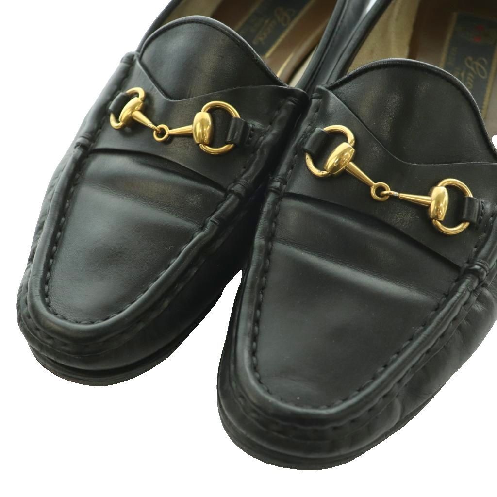 Gucci Horsebit Loafers Leather Ro Heels Round Toe 35.5 Black SS — view 3