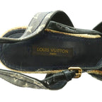 Louis Vuitton Wedge Sole Sandals Strap Monogram Canvas Espadouille 36.5 Beige — view 7