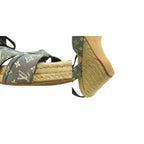 Louis Vuitton Wedge Sole Sandals Strap Monogram Canvas Espadouille 36.5 Beige — view 9