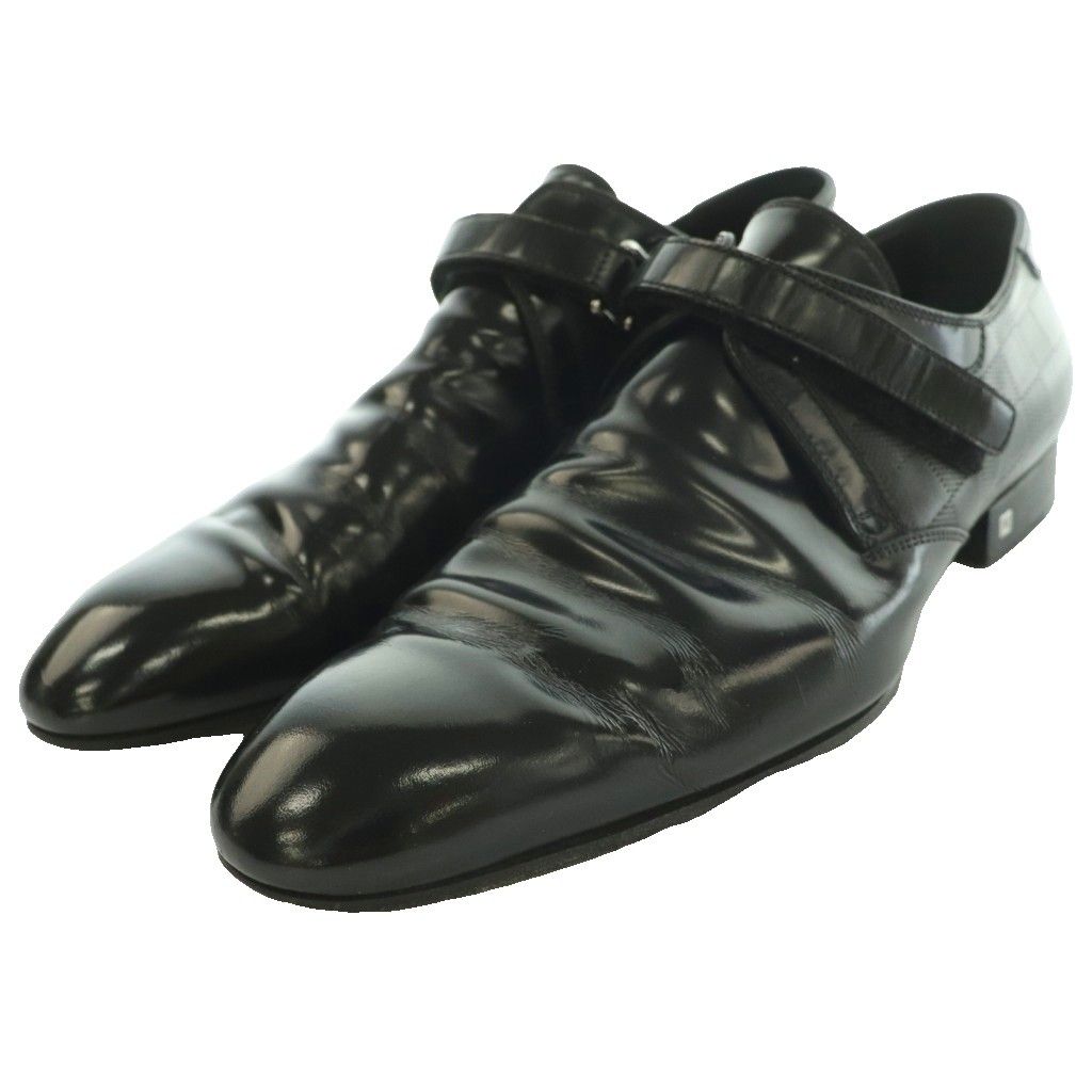 Louis Vuitton Damier Velcro Strap Business Shoes Dress Ro Heels One Color Black