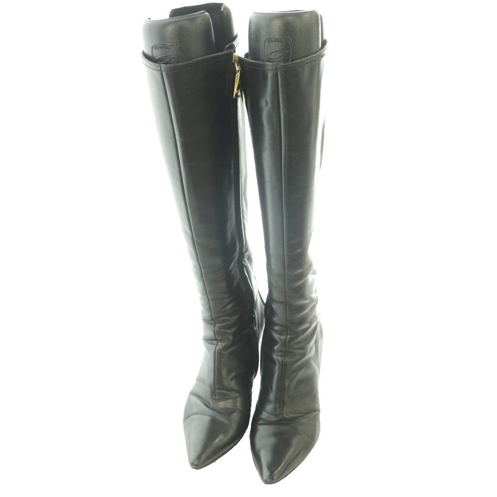 Louis Vuitton Pointed Toe Long Boots Pin Heels One Leather 37 Black SS — view 5