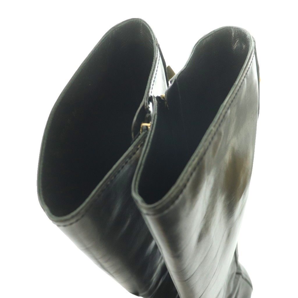 Louis Vuitton Pointed Toe Long Boots Pin Heels One Leather 37 Black SS — view 4