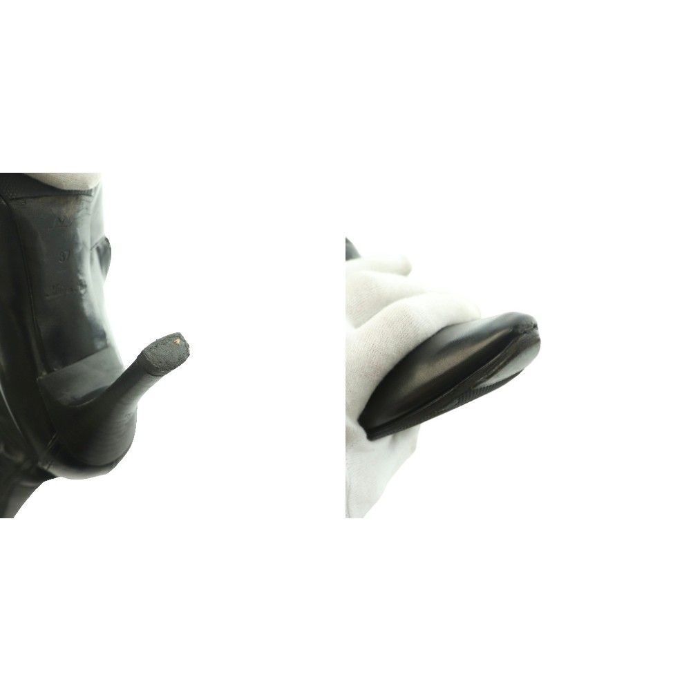 Louis Vuitton Pointed Toe Long Boots Pin Heels One Leather 37 Black SS — view 9