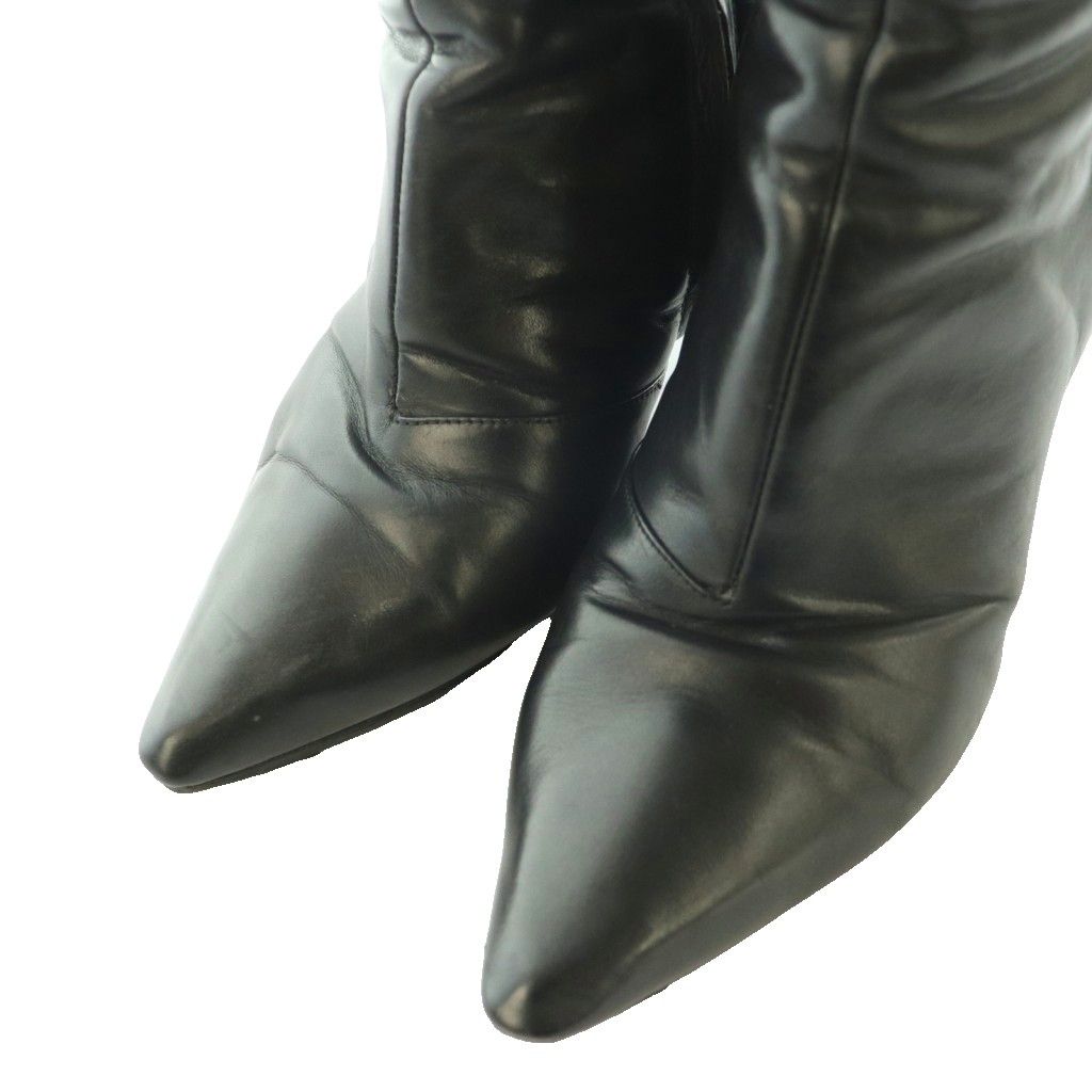 Louis Vuitton Pointed Toe Long Boots Pin Heels One Leather 37 Black SS — view 3