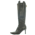 Louis Vuitton Pointed Toe Long Boots Pin Heels One Leather 37 Black SS