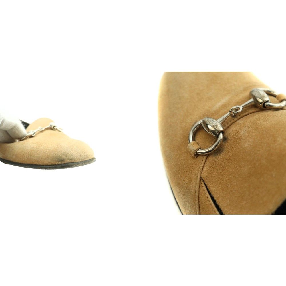 Gucci Horsebit Loafers Suede Low Heels Square Toe 36 Beige SS — view 9