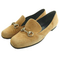 Gucci Horsebit Loafers Suede Low Heels Square Toe 36 Beige SS