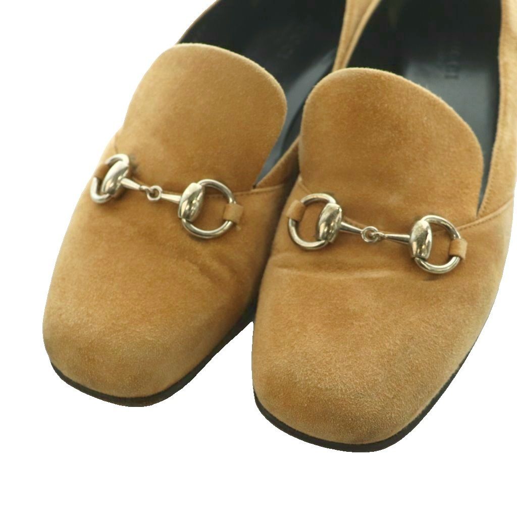 Gucci Horsebit Loafers Suede Low Heels Square Toe 36 Beige SS — view 3