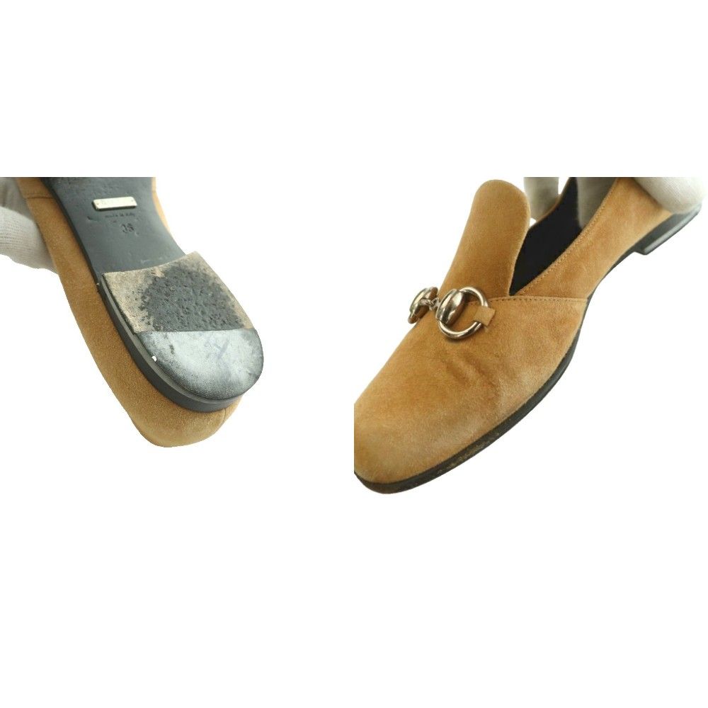 Gucci Horsebit Loafers Suede Low Heels Square Toe 36 Beige SS — view 8