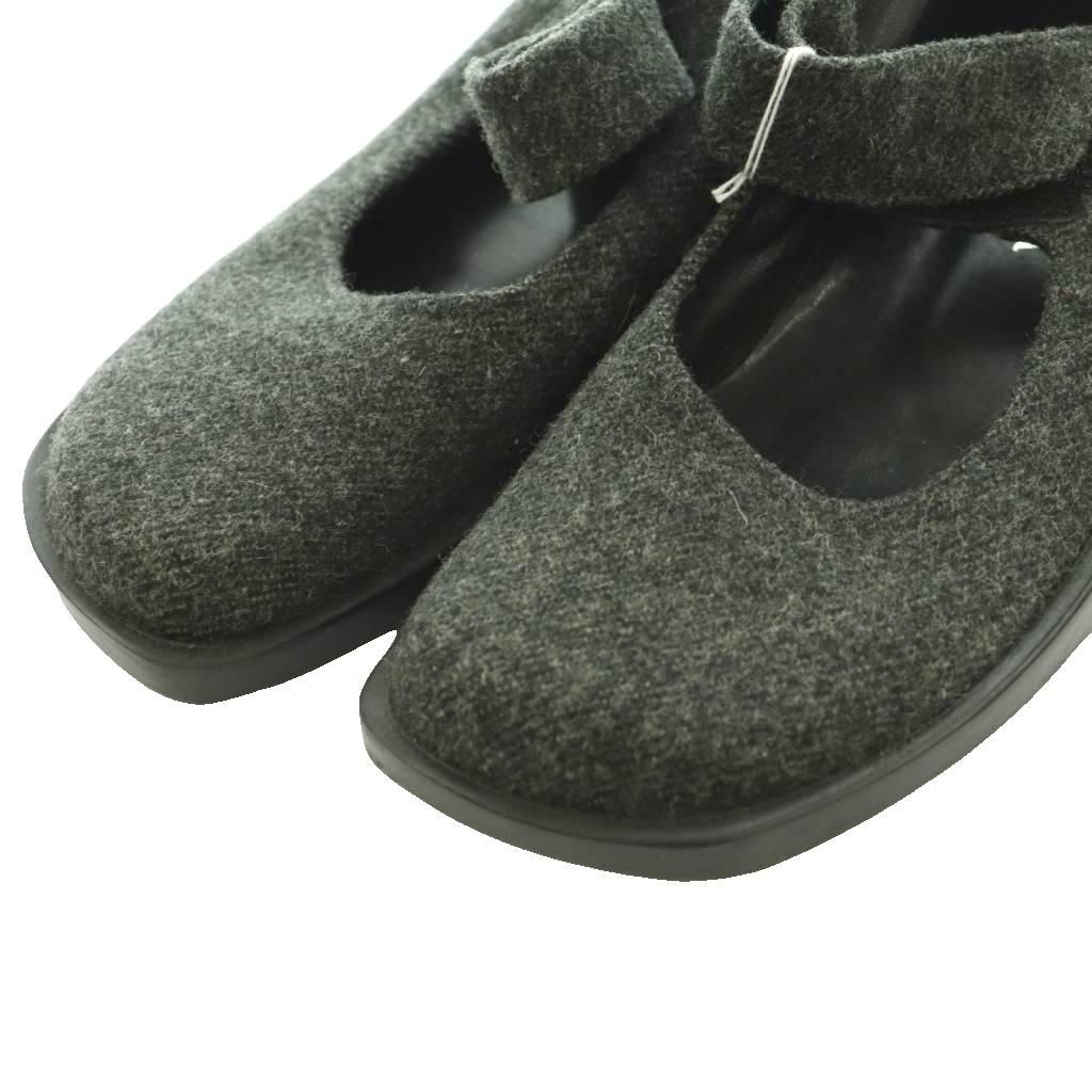 Prada Ballet Shoes Strap Square Toe Wool 37.5 Dark Gray — view 3