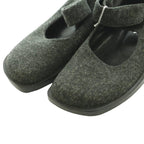 Prada Ballet Shoes Strap Square Toe Wool 37.5 Dark Gray — view 3