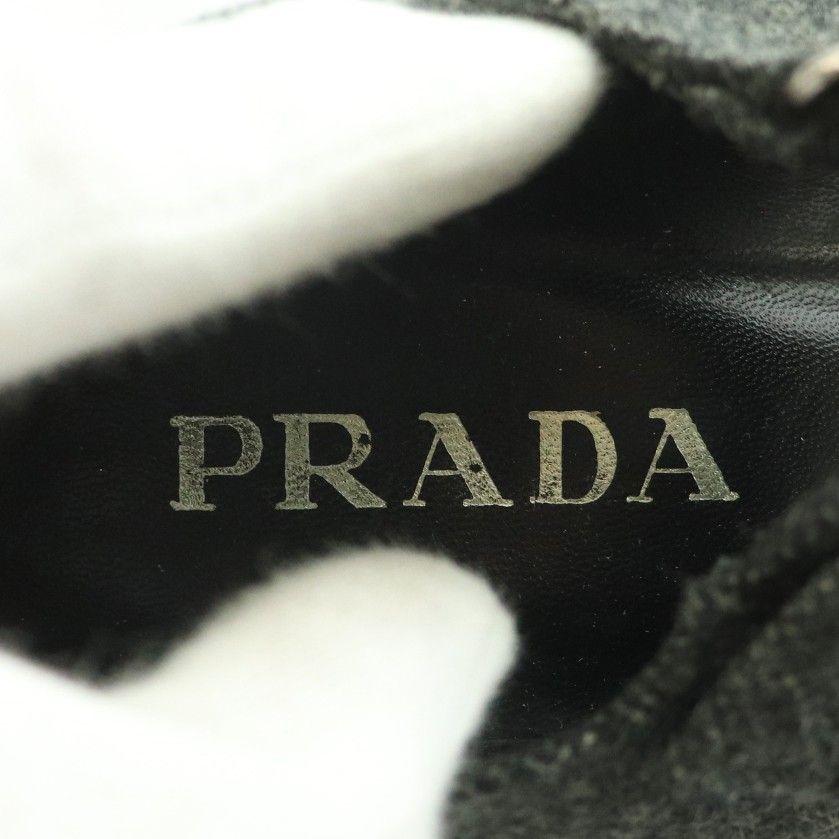 Prada Ballet Shoes Strap Square Toe Wool 37.5 Dark Gray — view 7