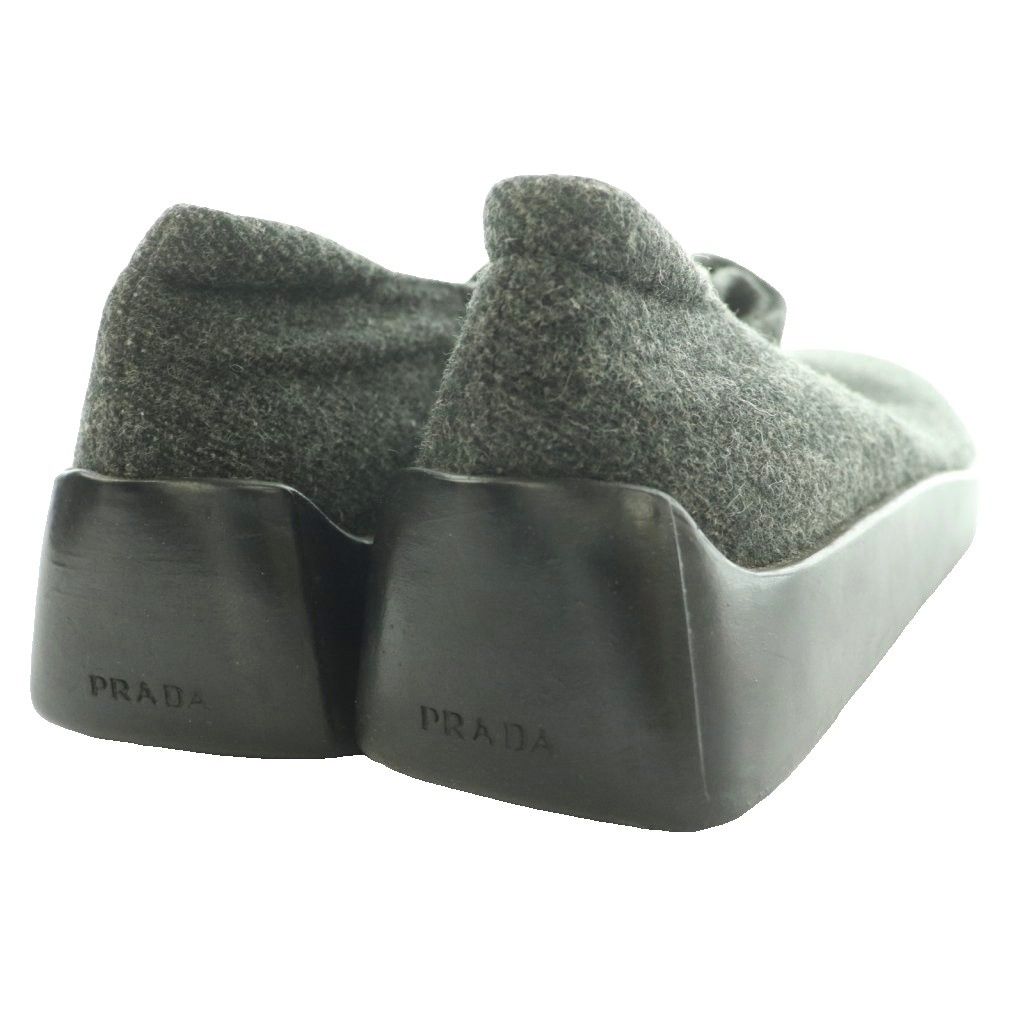 Prada Ballet Shoes Strap Square Toe Wool 37.5 Dark Gray — view 5