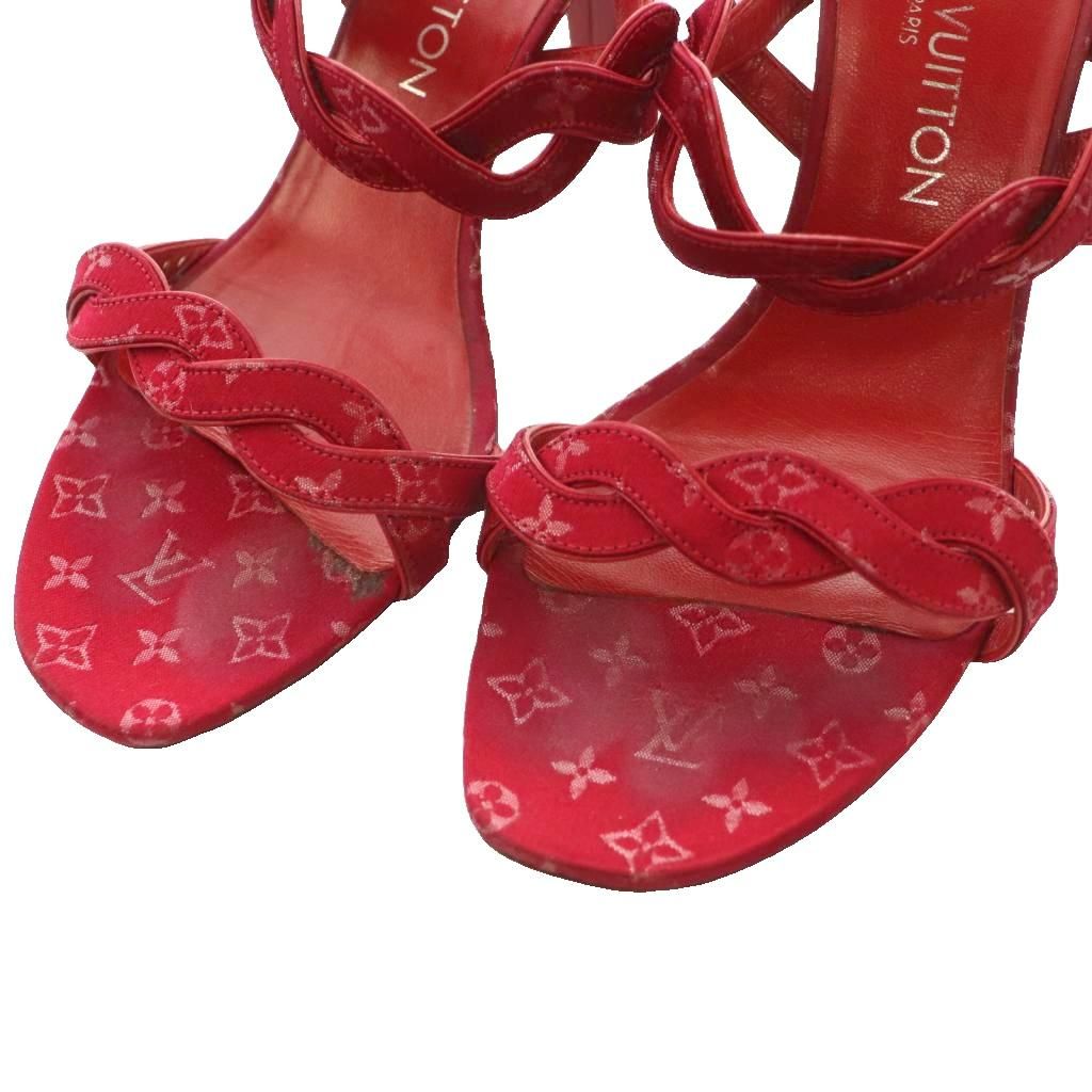 Louis Vuitton Middle Sandals Monogram Canvas Leather 36 Red SS — view 3