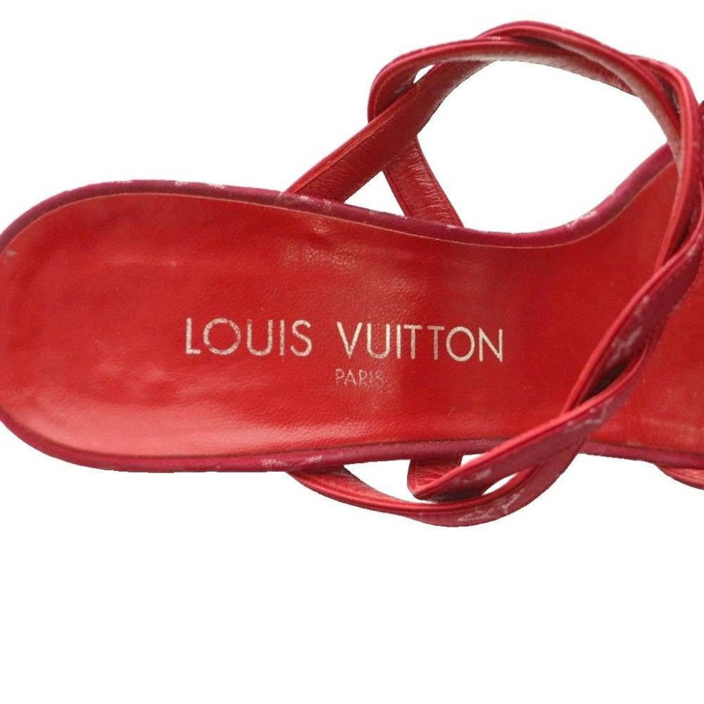 Louis Vuitton Middle Sandals Monogram Canvas Leather 36 Red SS — view 7