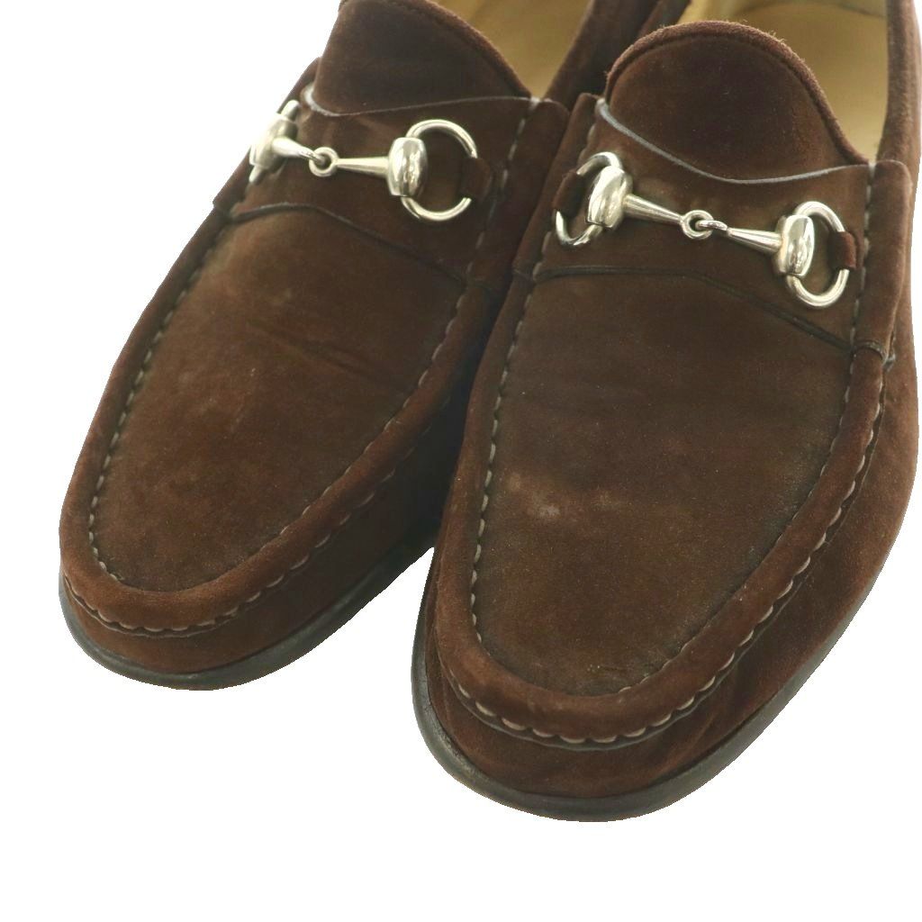 Gucci Suede Loafers Horsebit Low Heels Round Toe 40.5 Brown SS — view 3