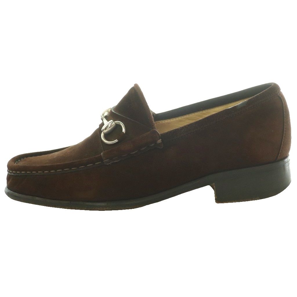 Gucci Suede Loafers Horsebit Low Heels Round Toe 40.5 Brown SS — view 2